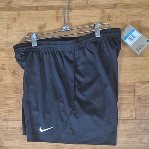 Nike Black Athletic Shorts with White Swoosh Logo